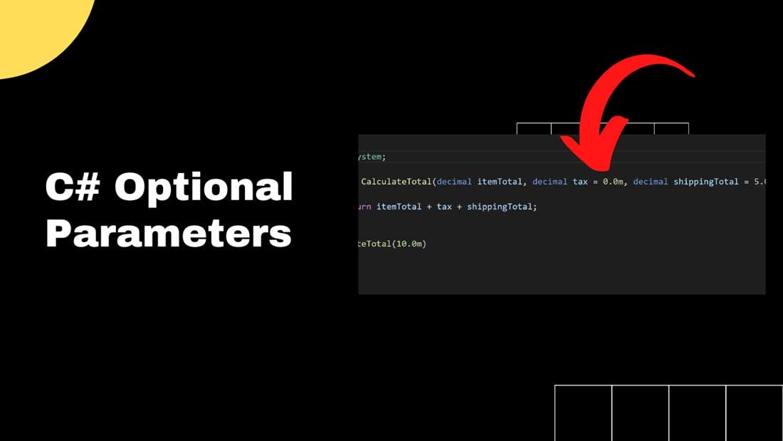 A thumbnail showing code. Everything you need to know about C# optional parameters.