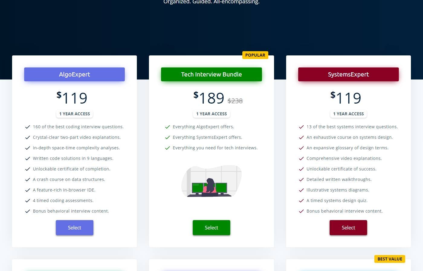 Screenshot of AlgoExpert pricing page