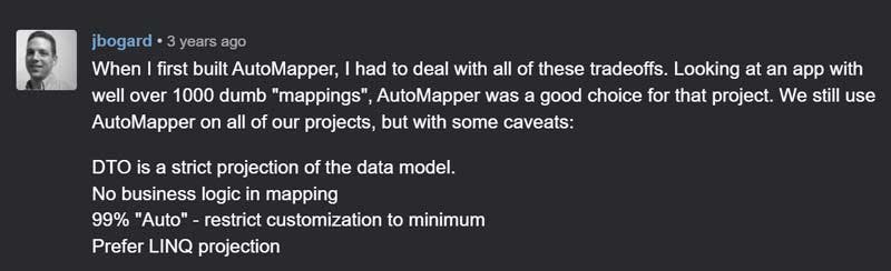 Message explaining the purpose of AutoMapper.