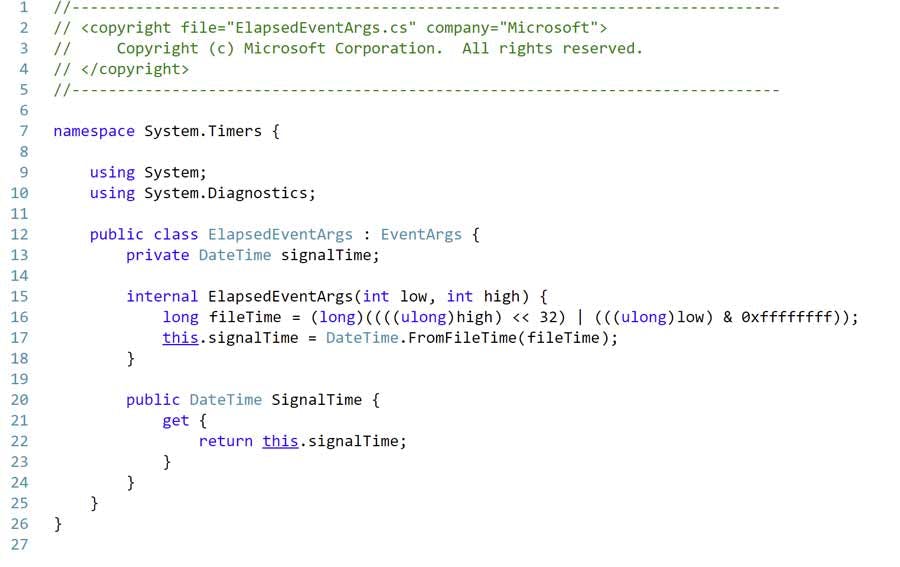 ElapsedEventArgs implementation source code from .NET framework.