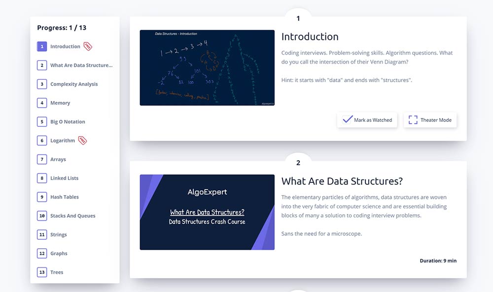 Screenshot of AlgoExpert Data Structures Crash Course
