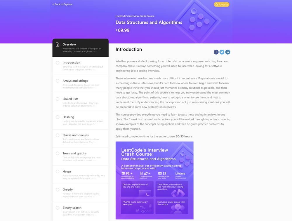 LeetCode Data Structures and Algorithms Crash Course Landing Page