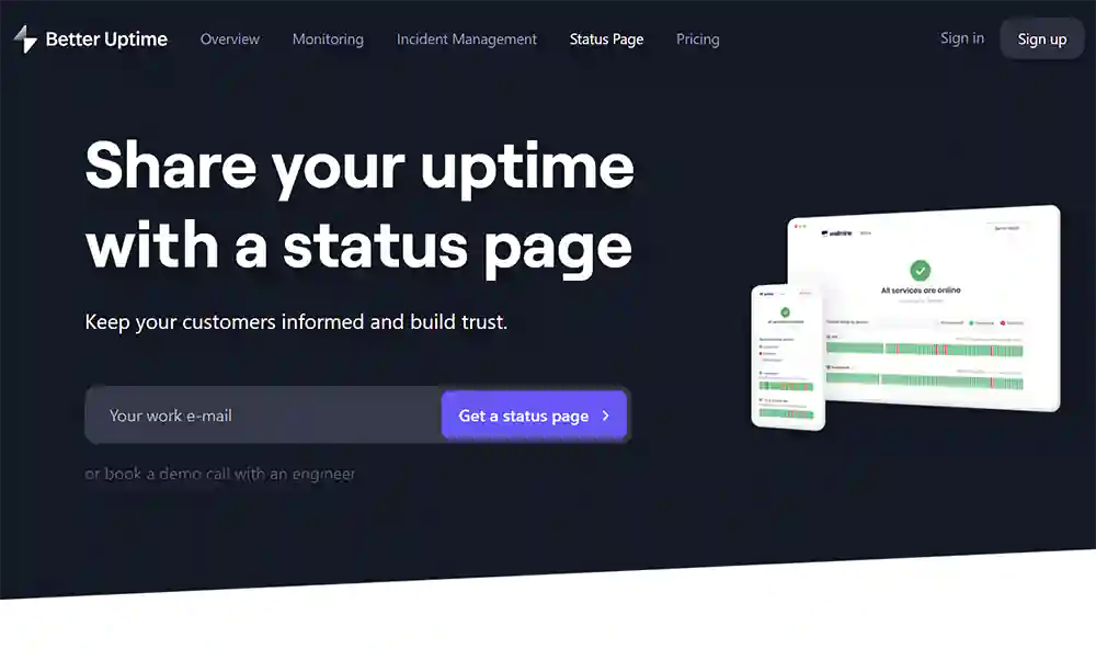 Better Uptime status page example.