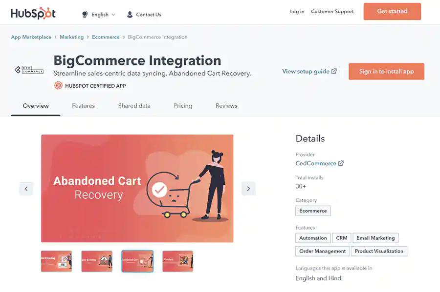 BigCommerce Hubspot integration.