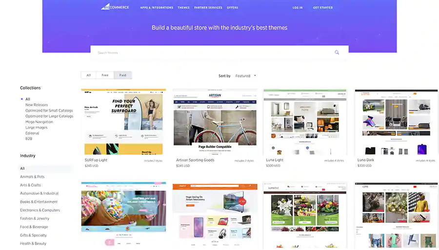 BigCommerce theme store website.