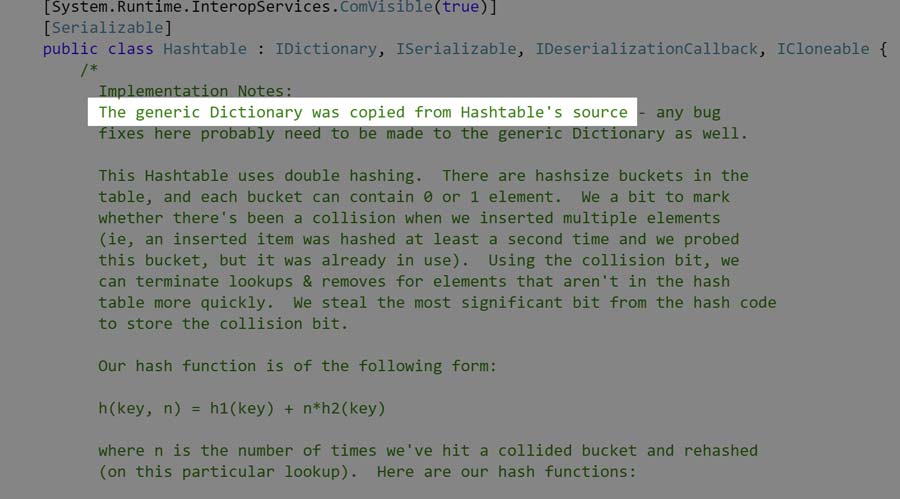 Dictionary and HashTable source code.