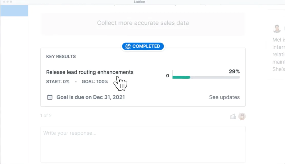 Lattice Employee Goal Setting Software Screenshot.