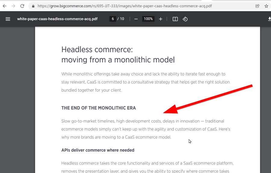 Screenshot from BigCommerce headless documentation.