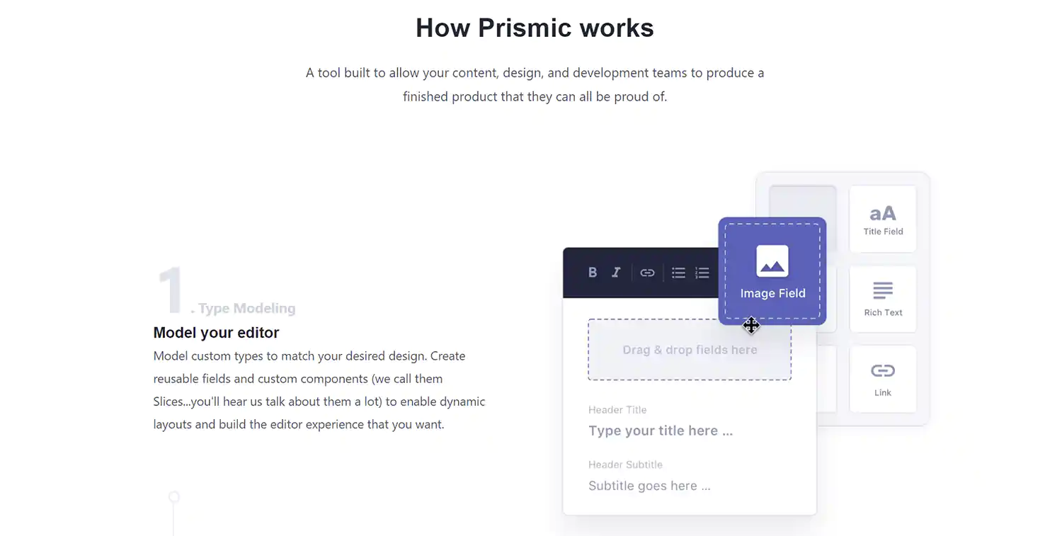 Prismic CMS website screenshot.