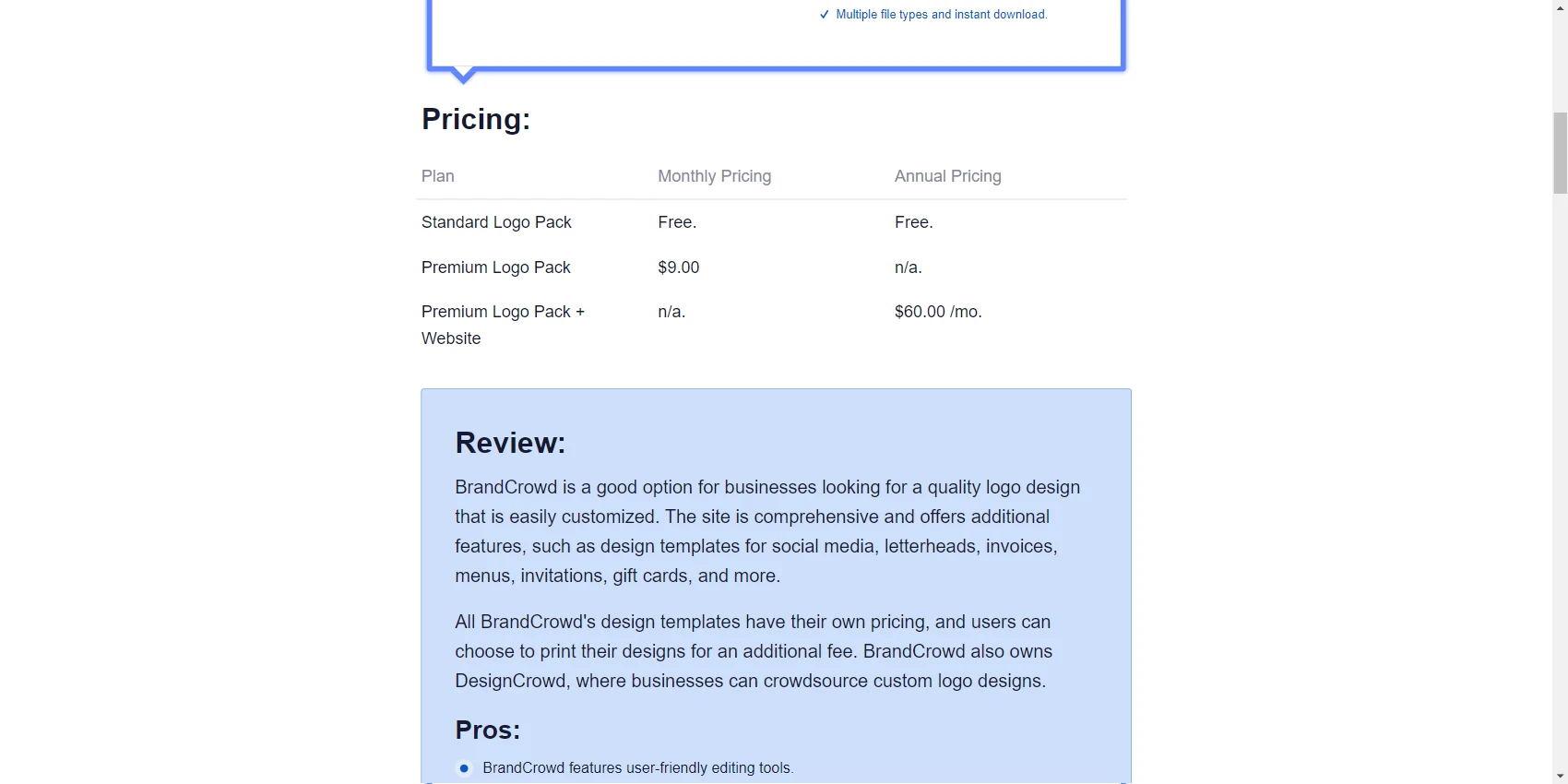 BrandCrowd Pricing