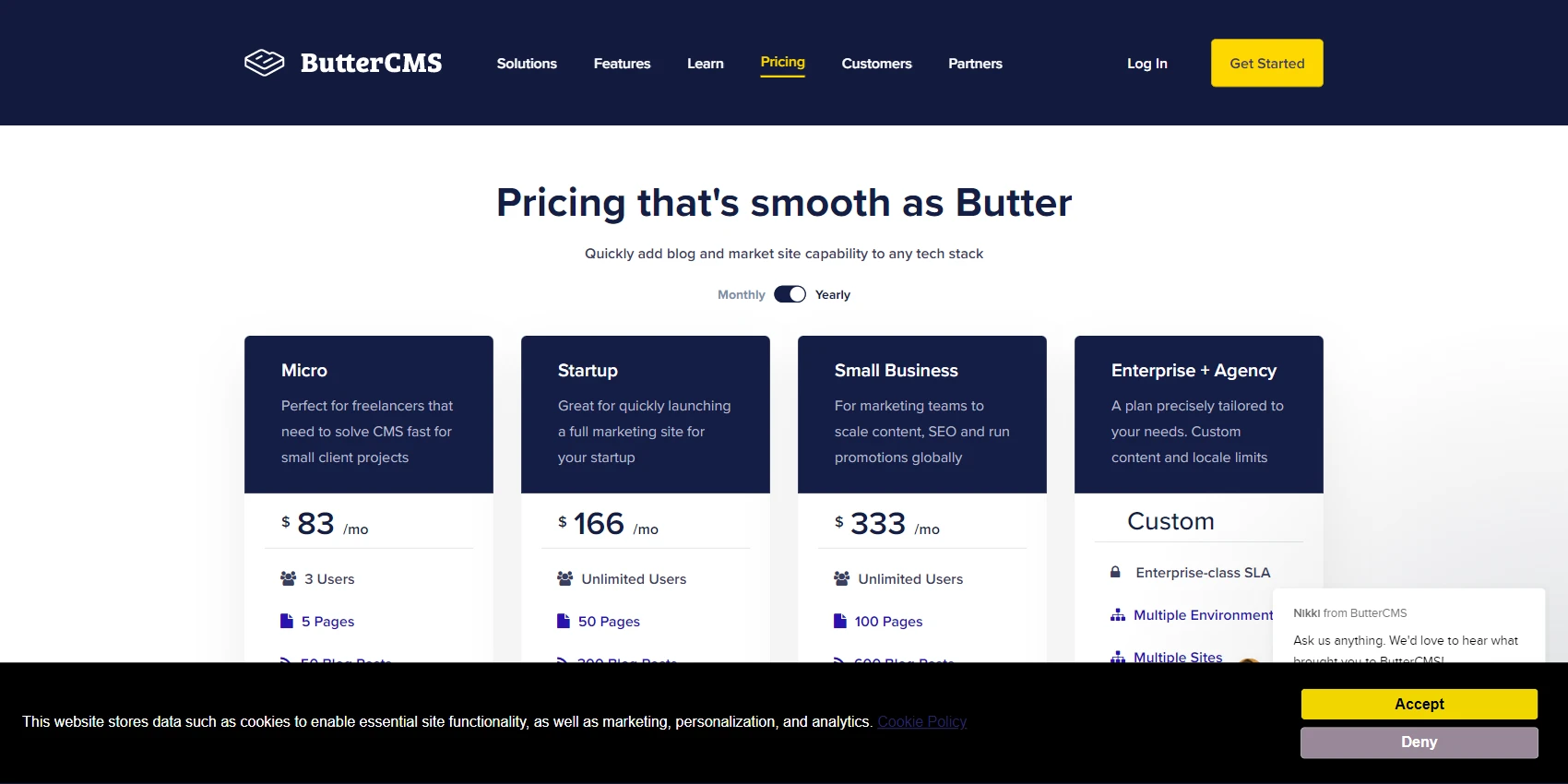 5. Butter CMS Pricing