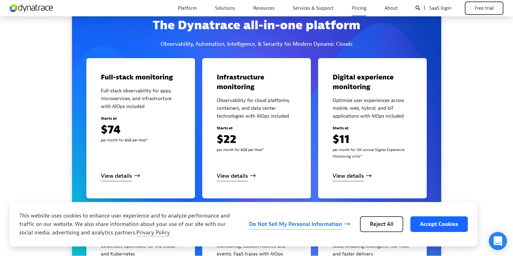 Dynatrace Pricing