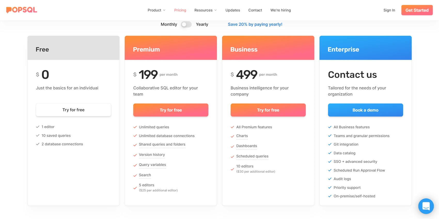 PopSQL Pricing