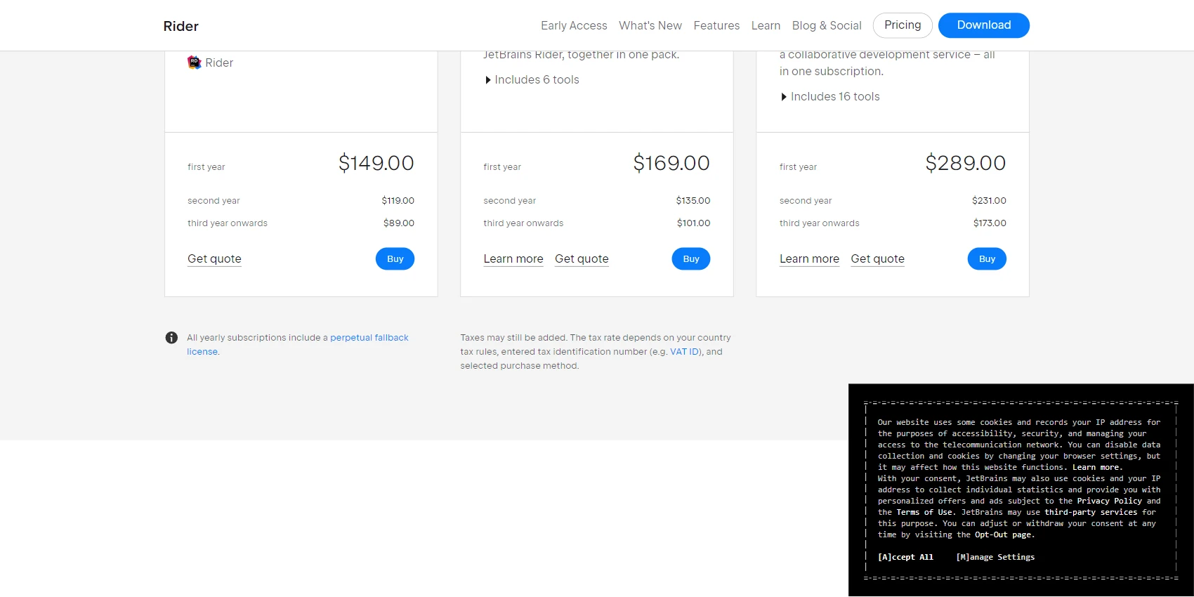 Rider Pricing