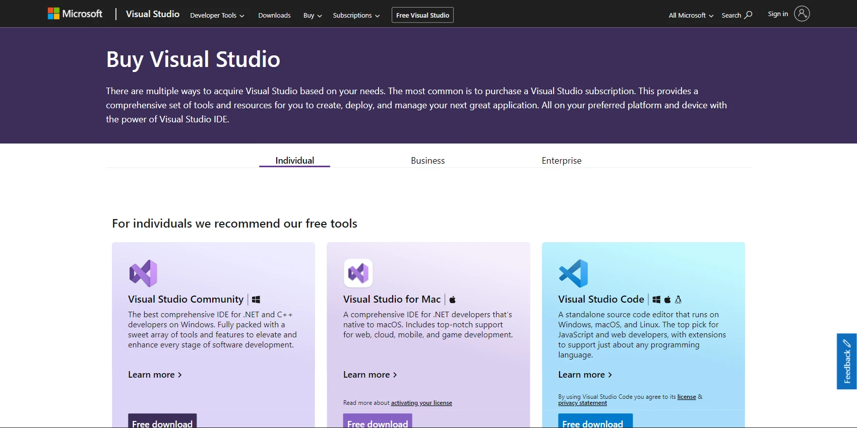 Microsoft Visual Studio Pricing