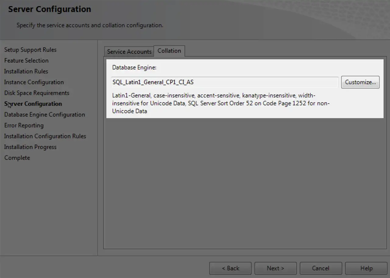 SQL collation during SQL Server installation